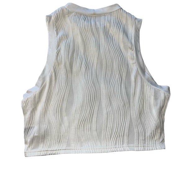 Shein Curve High Neck Crop Tank Top Semi Sheer Swirl Knit 1XL New no tag - Picture 3 of 8